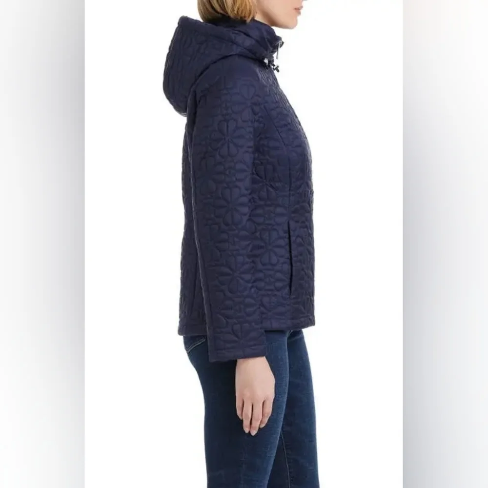 Kate Spade New York Flower Quilted Jacket Planetary Navy Womens Size XL NWT - Picture 3 of 16